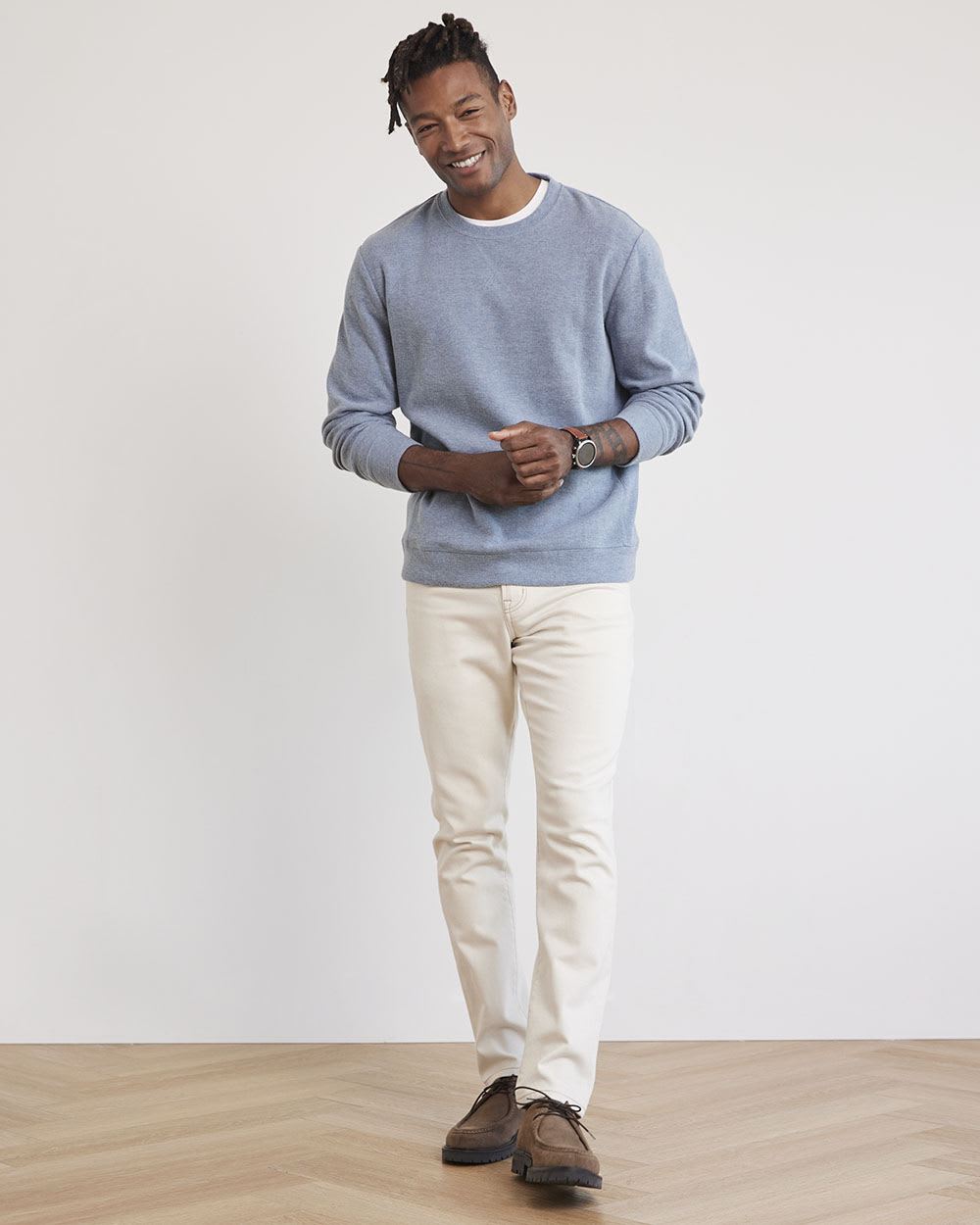 Crew-Neck Waffled-Knit Pullover