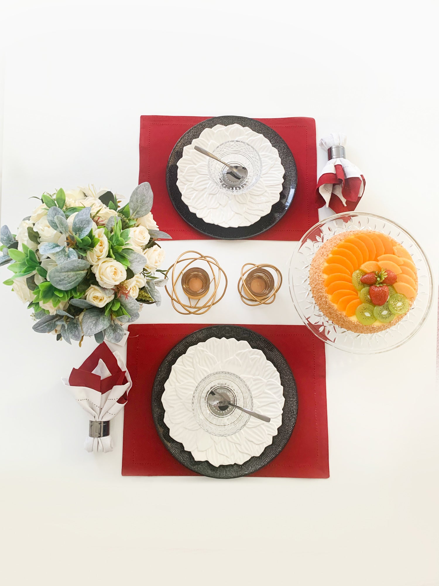 Lys Collection Black Crystal Dessert Bowls with Spoons Set of 4