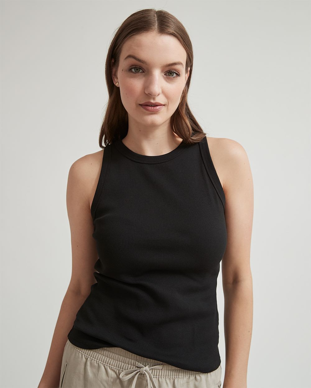 Ribbed Racerback Crew-Neck Cami