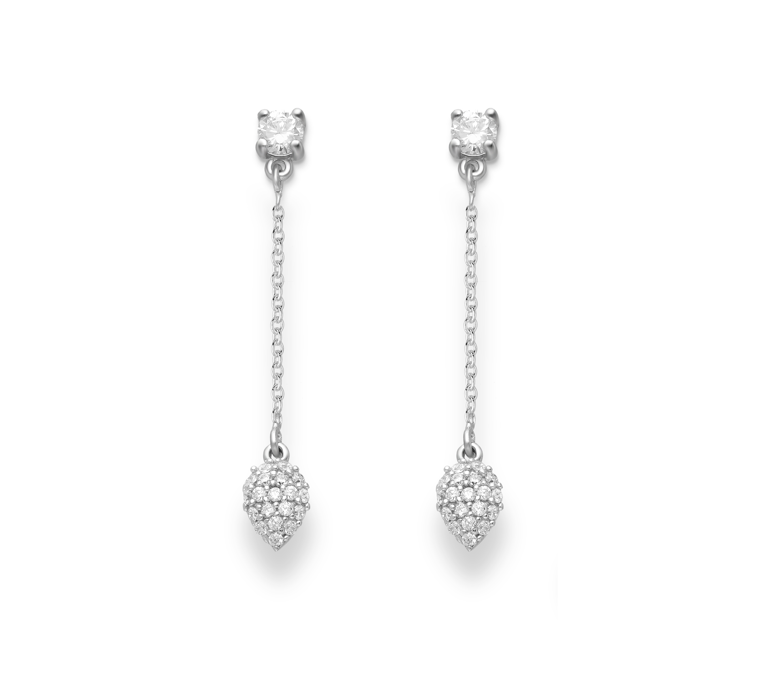 Ag Sterling - Sterling Silver CZ Drop Earrings
