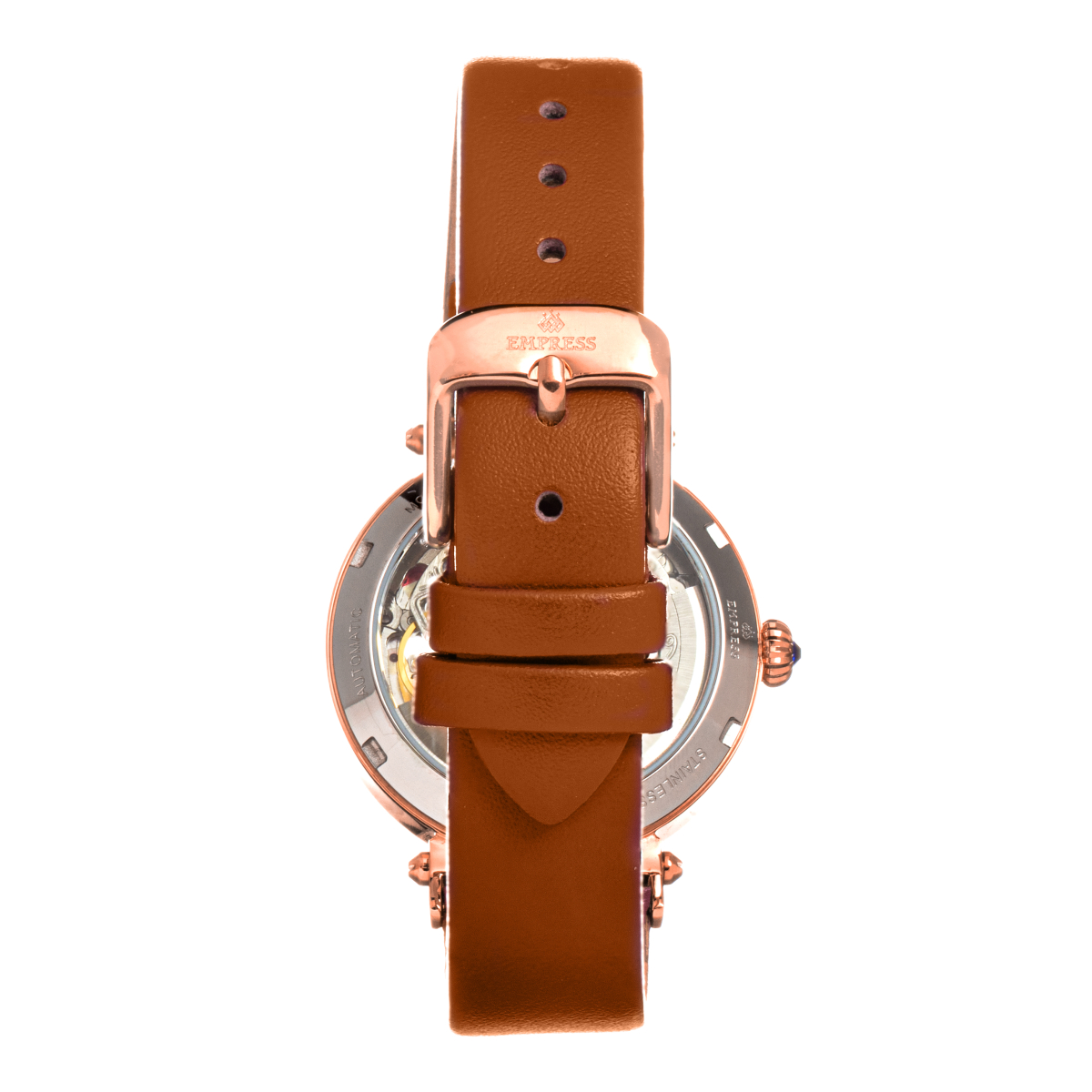 Empress - Alouette Automatic Semi-Skeleton Leather-Band Watch - Light Brown