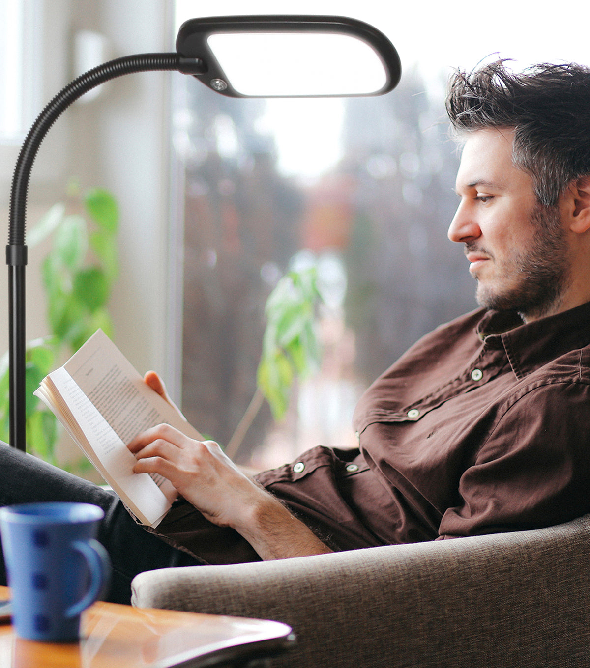 Litespan Slim Led Gooseneck Floor Lamp With Adjustable Head