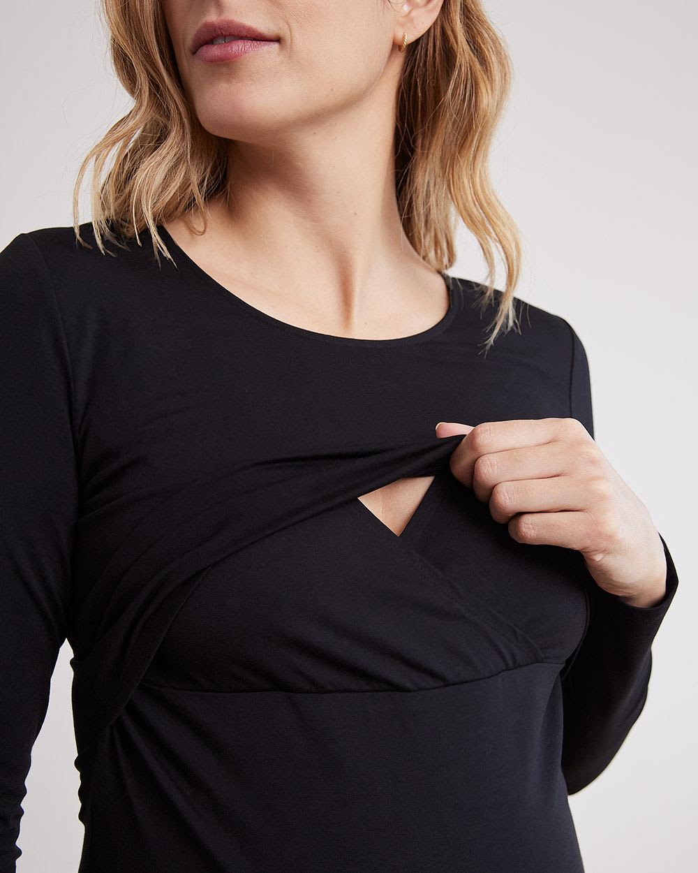 Nursing Long-Sleeve Top with Scoop Neckline, Set of 2 - Thyme Maternity