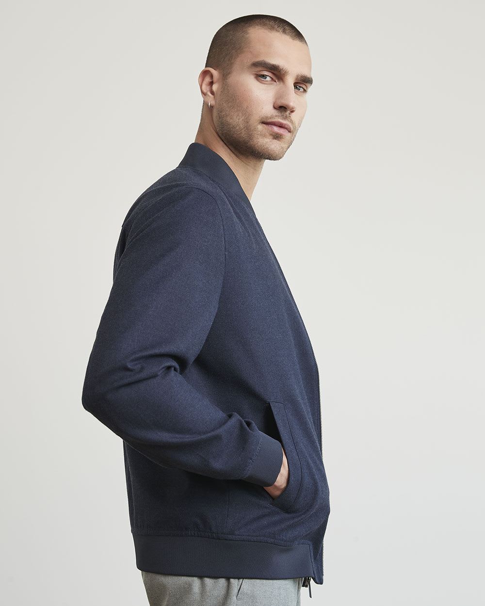 Navy Twill Bomber Jacket