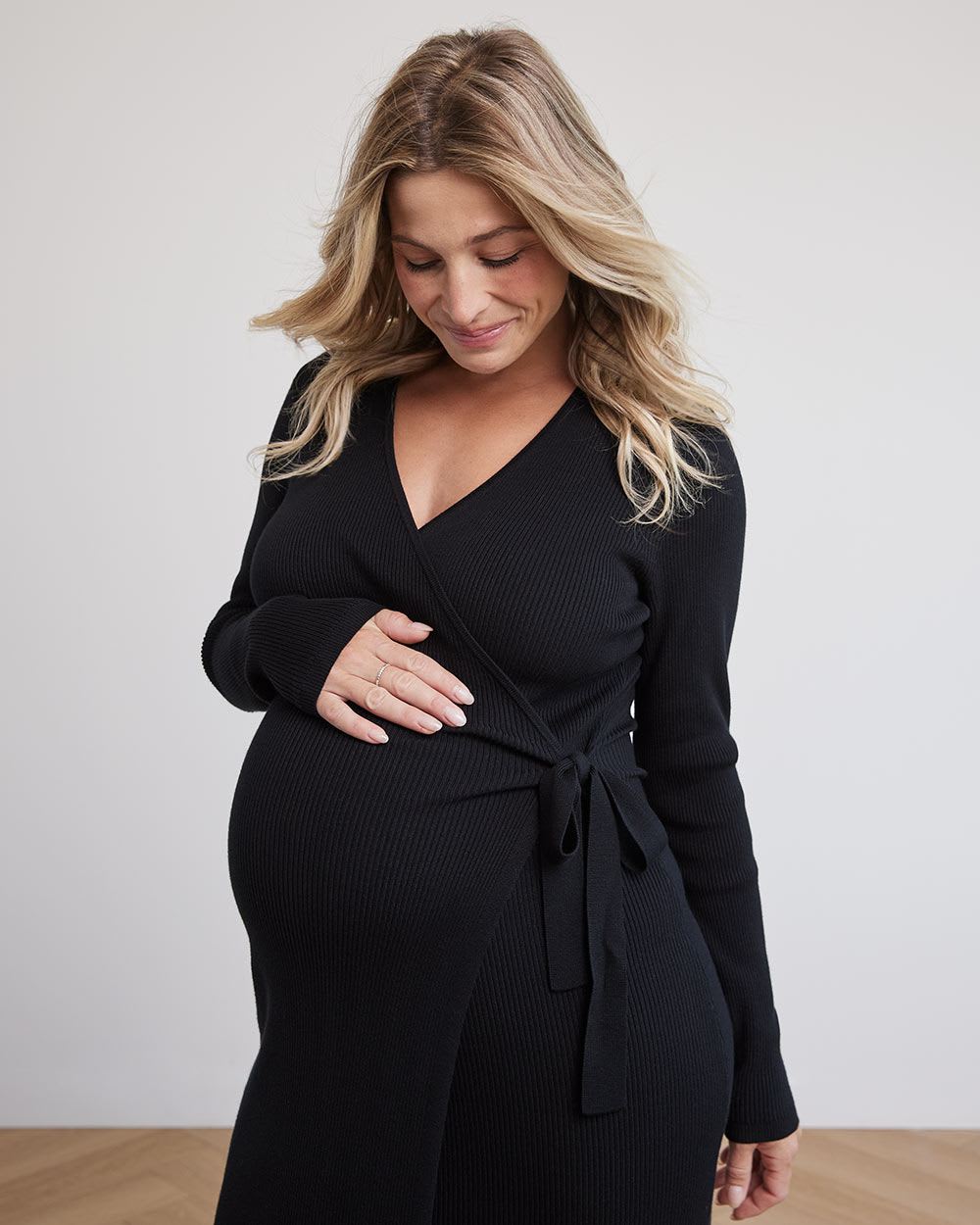 Wrap Ribbed Sweater Dress - Thyme Maternity