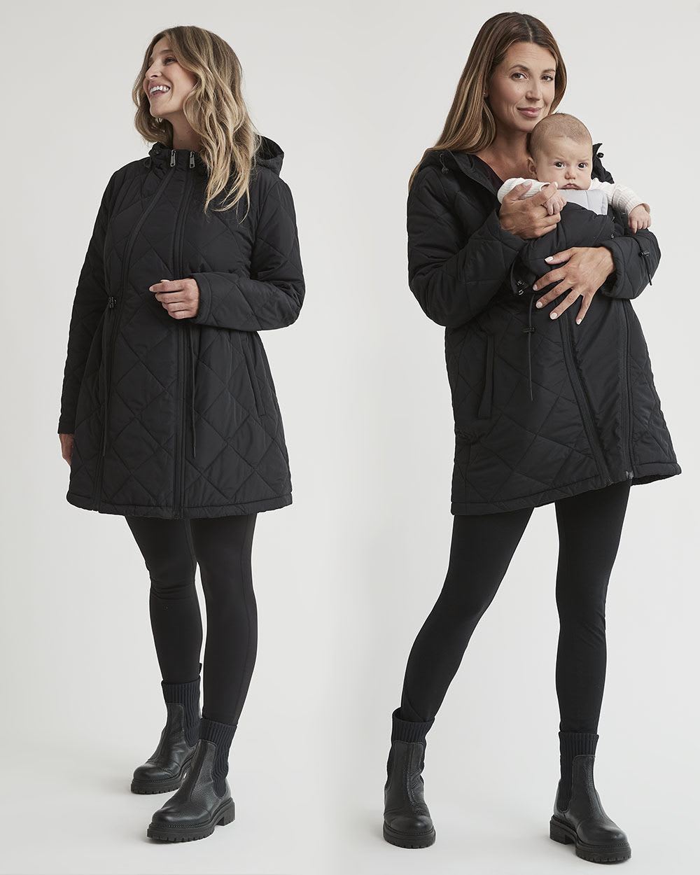 Quilted Coat with Belly Extender - Thyme Maternity