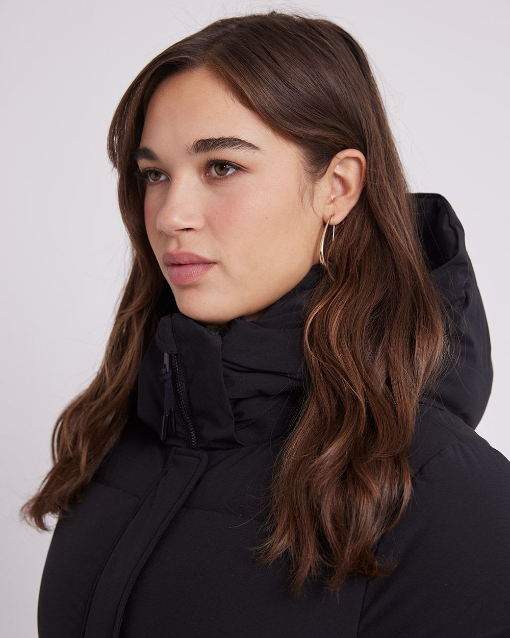 Long Puffer Jacket with Removable Hood