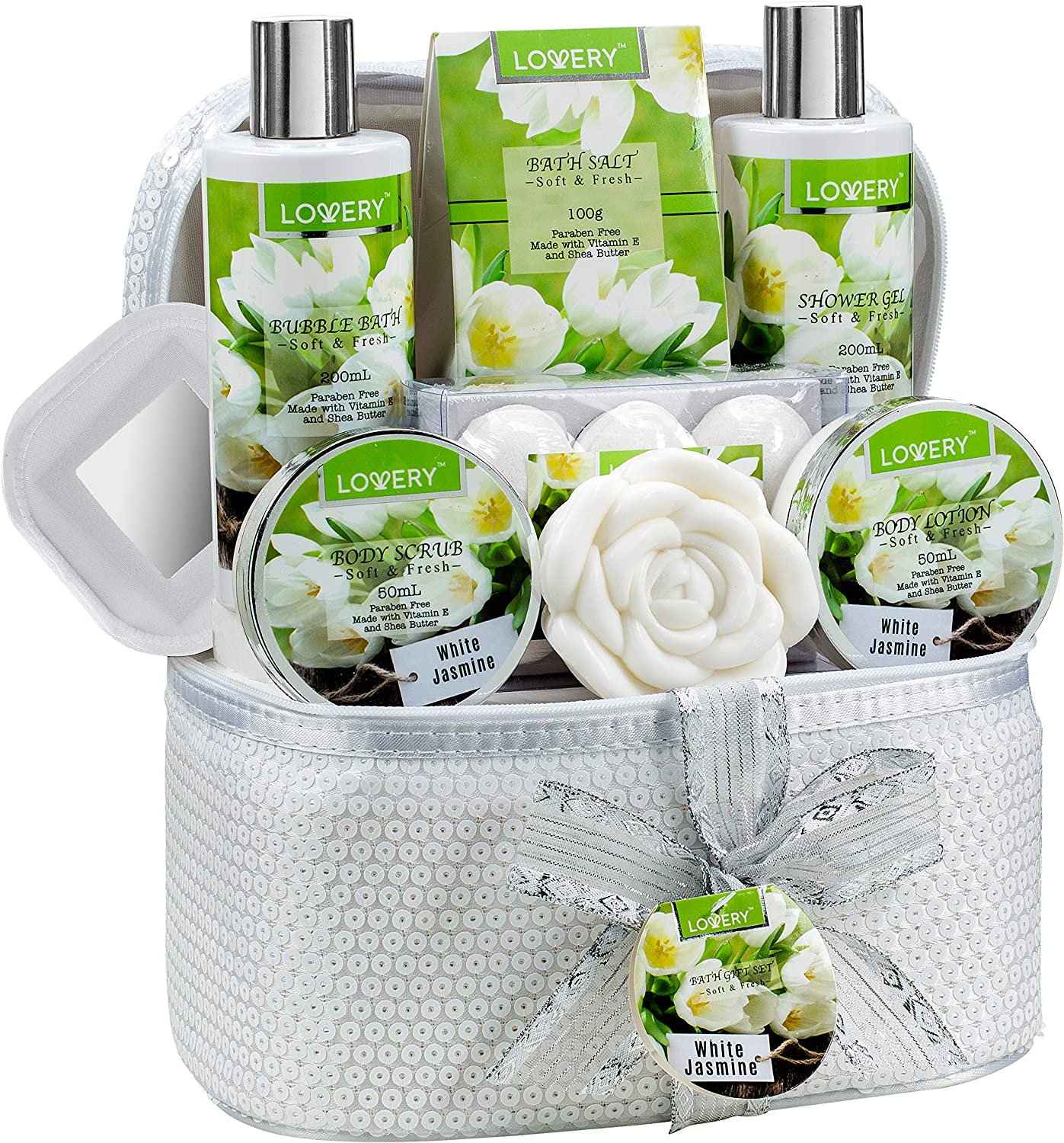 Lovery Bath And Body Gift 14pc White Jasmine Spa Set