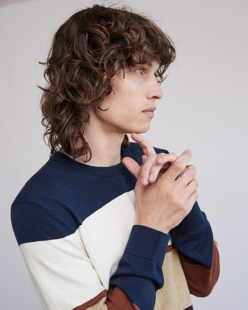 Crew-Neck Sweater with Colour Blocks