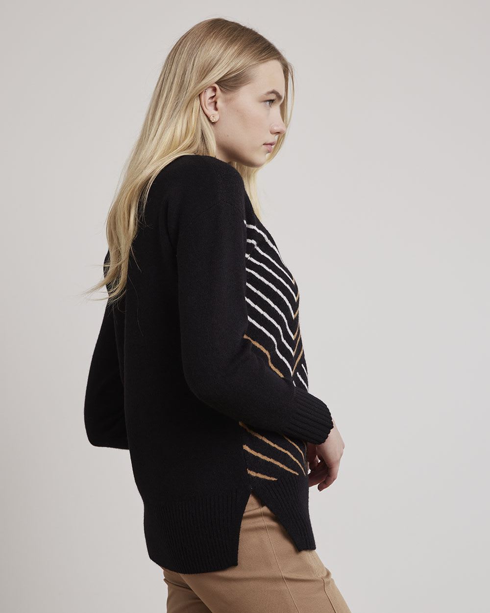 Relaxed-Fit Long-Sleeve Mock-Neck Sweater