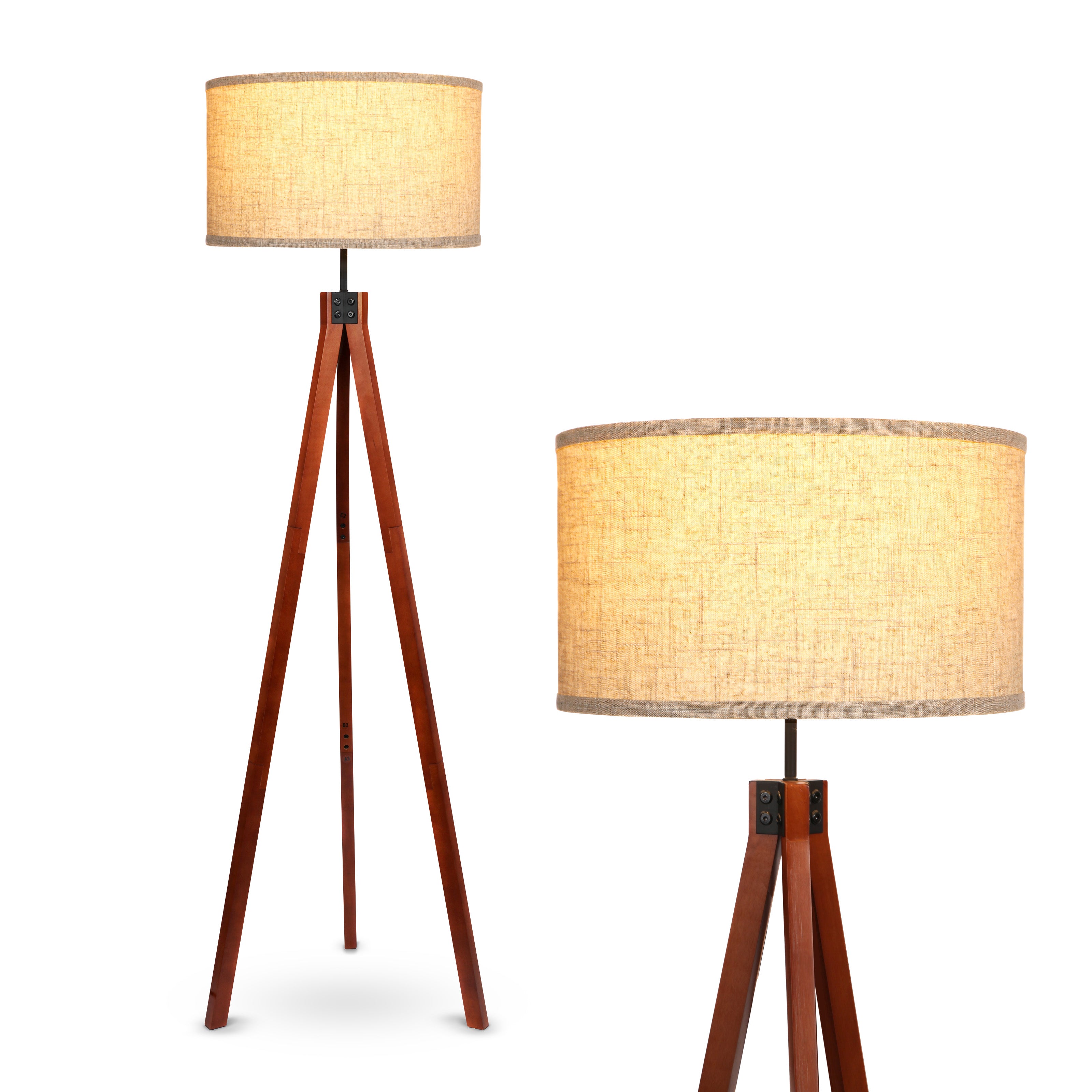 Eden Led Tripod Floor Lamp With Solid Wood Legs