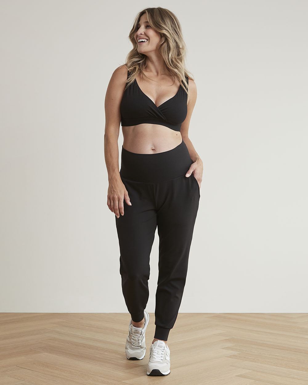 Black Ankle Jogger Pant - 28" - Thyme Maternity