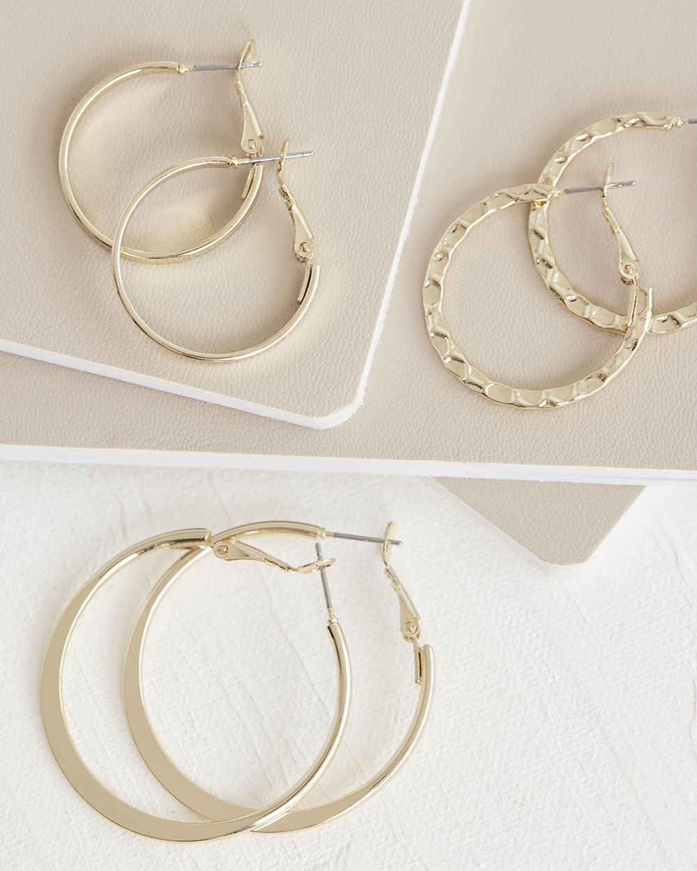 Medium Golden Hoops, Set of 3