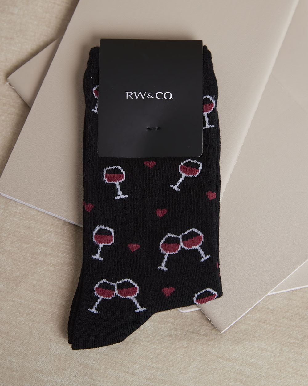 Bamboo Crew Socks with Glasses of Wine