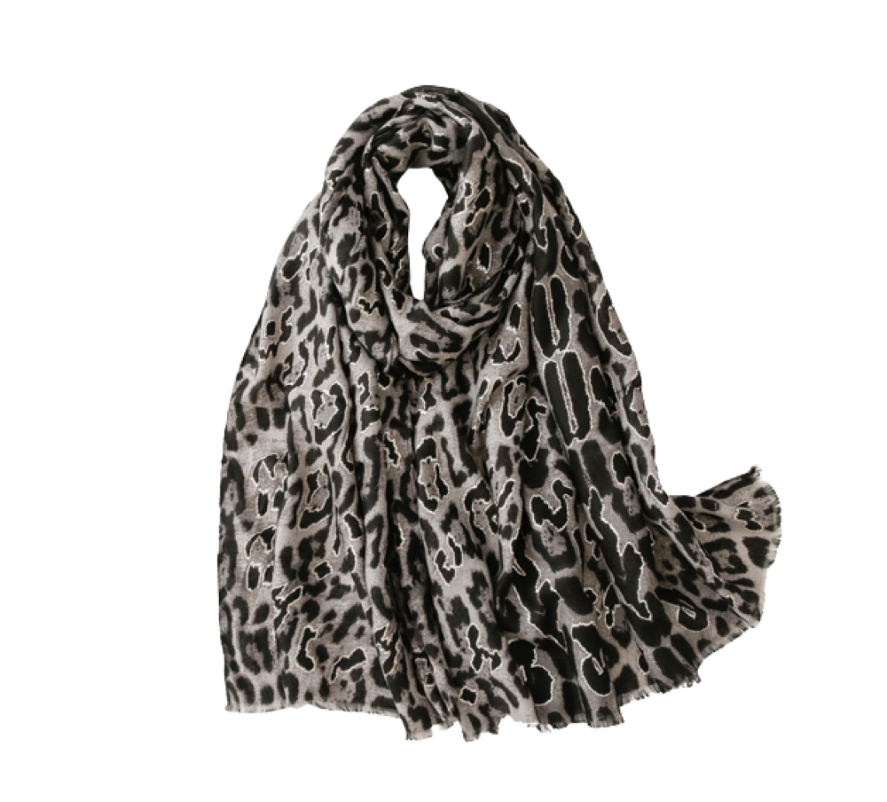 Black Cheetah Scarf With Fringe - Don't AsK