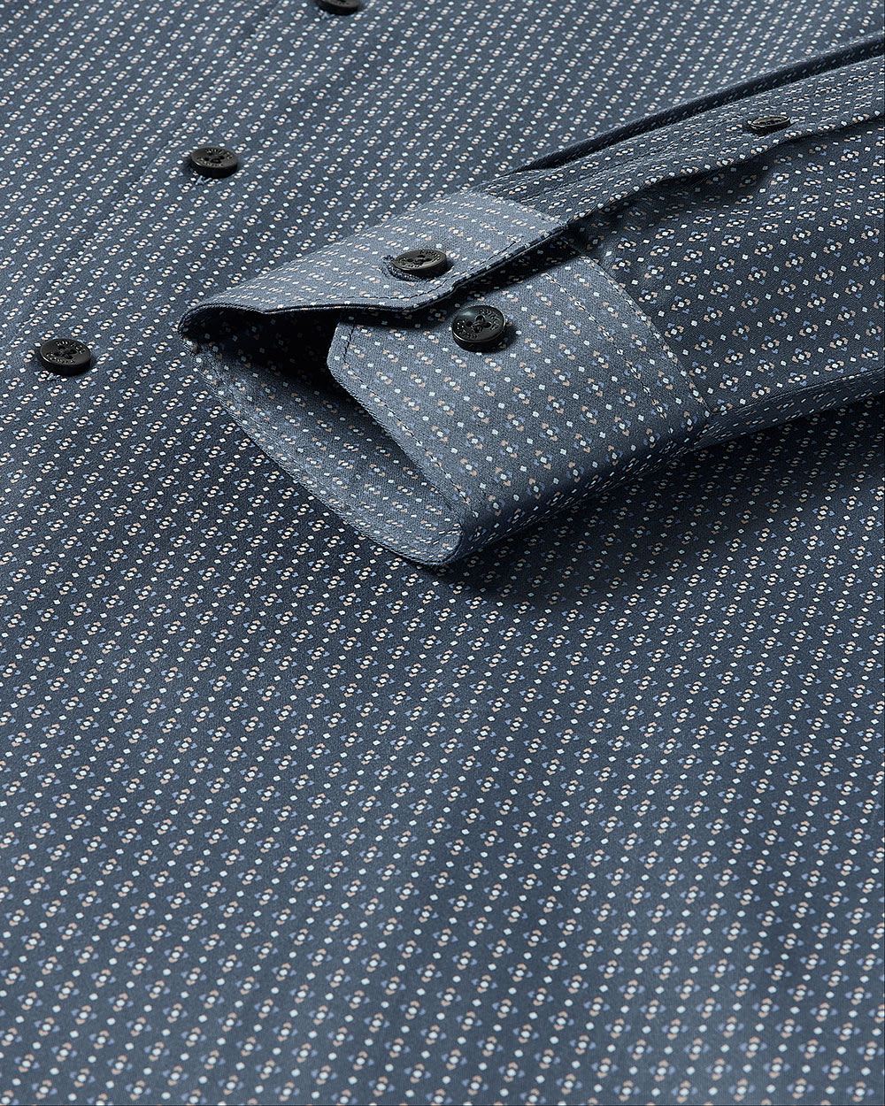 Slim-Fit Dress Shirt with Micro Mosaic Pattern