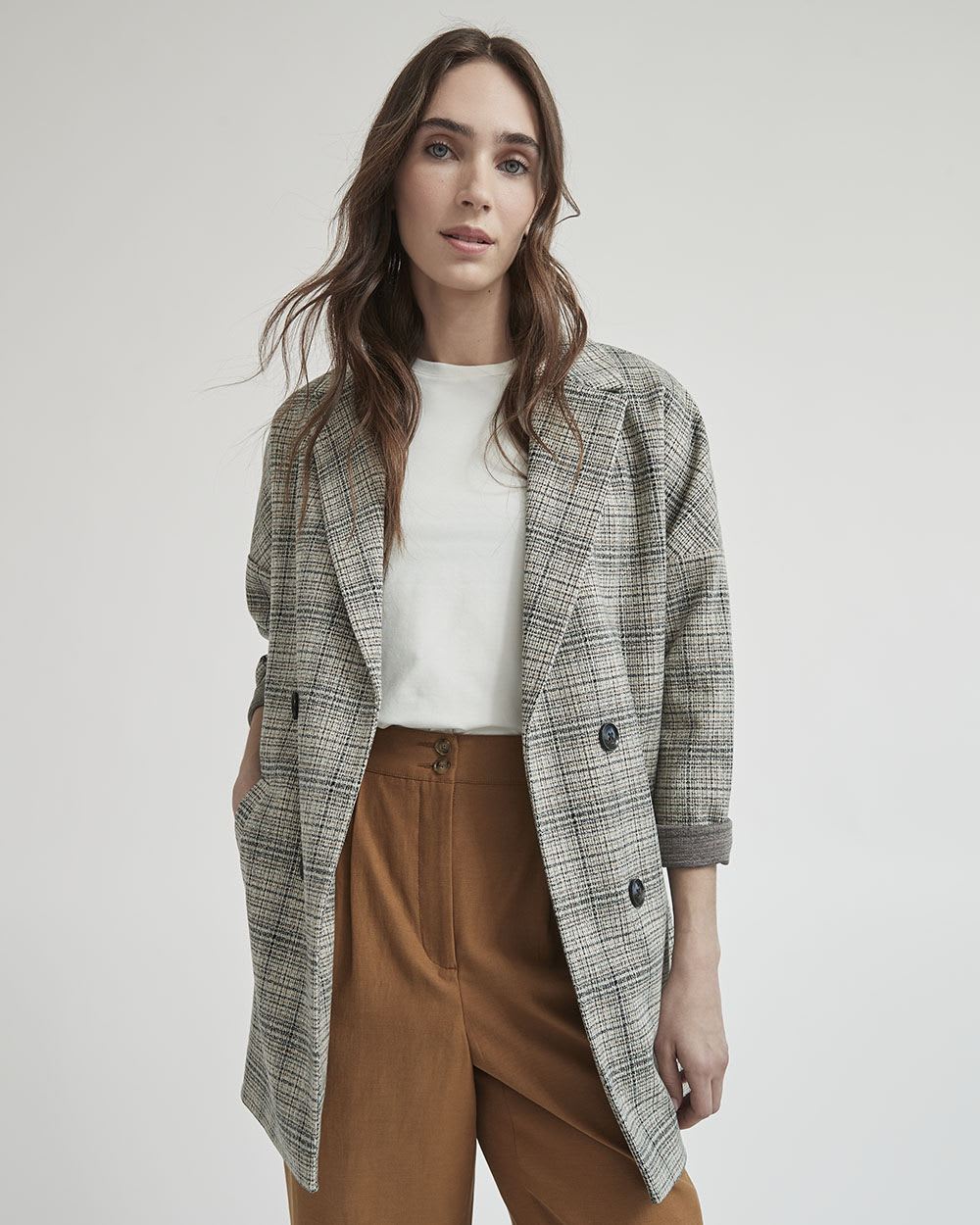 Plaid Knit Blazer