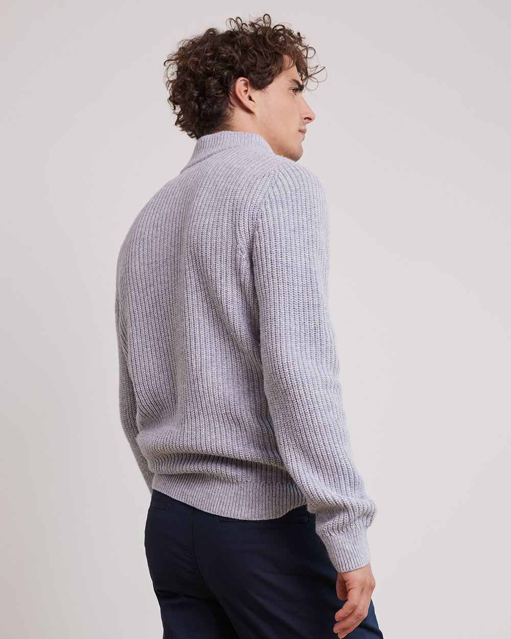 Long-Sleeve Half-Zip Mock-Neck Sweater