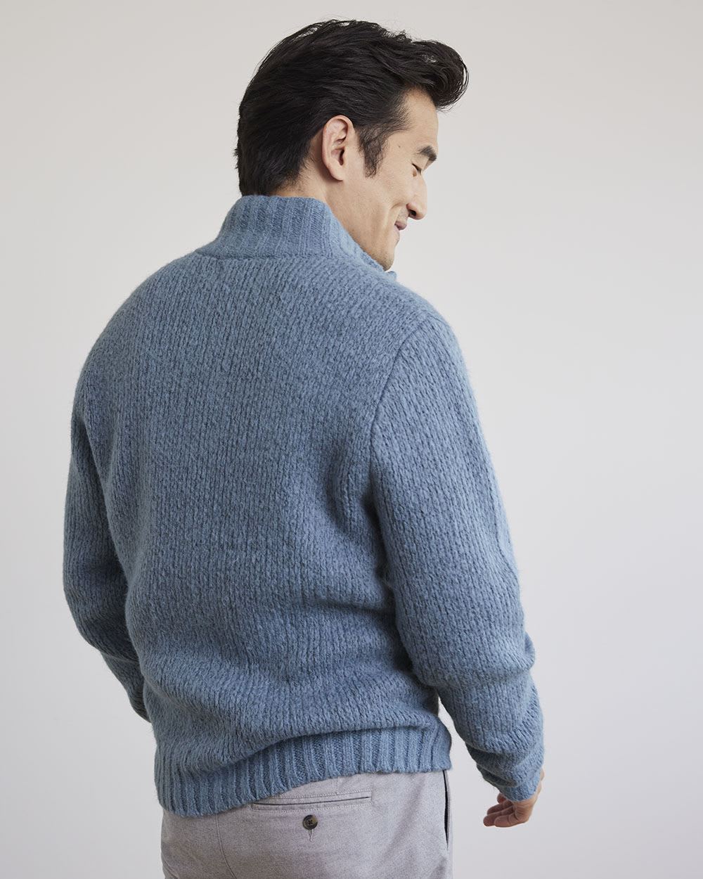 Long-Sleeve Cardigan with Mock Neckline