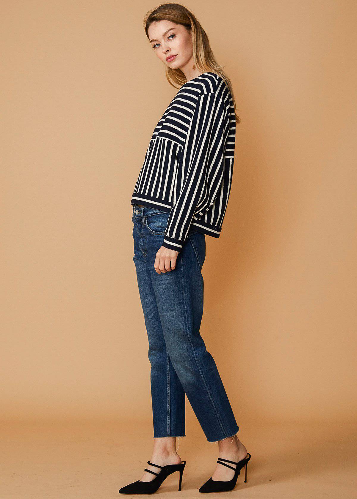 Nurode Striped Dolman Sweatshirt