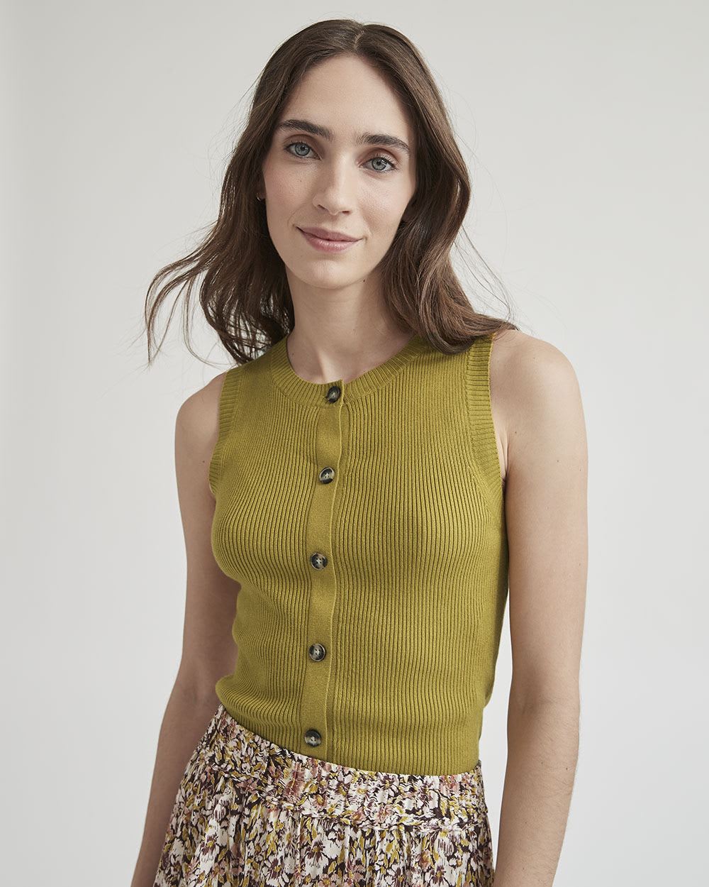 Crew-Neck Bodycon Ribbed Vest