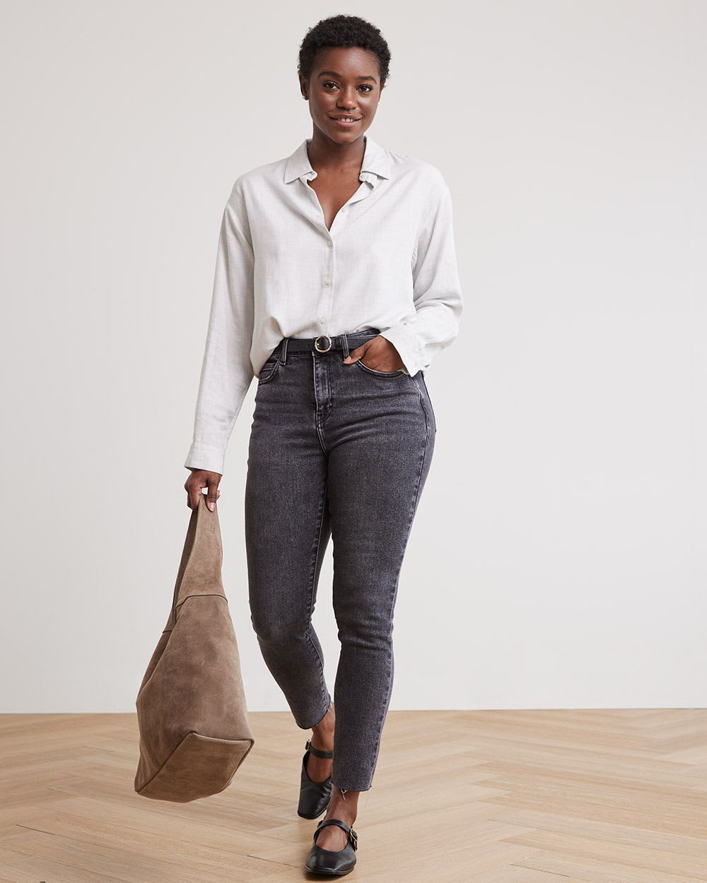 Grey High-Waisted Skinny Jeans