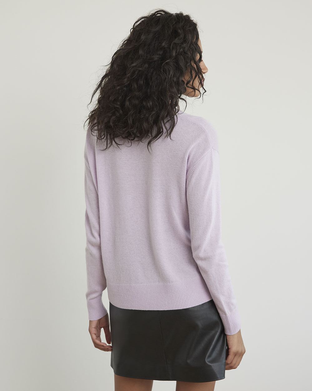 Long-Sleeve V-Neck Cashmere-Blend Sweater