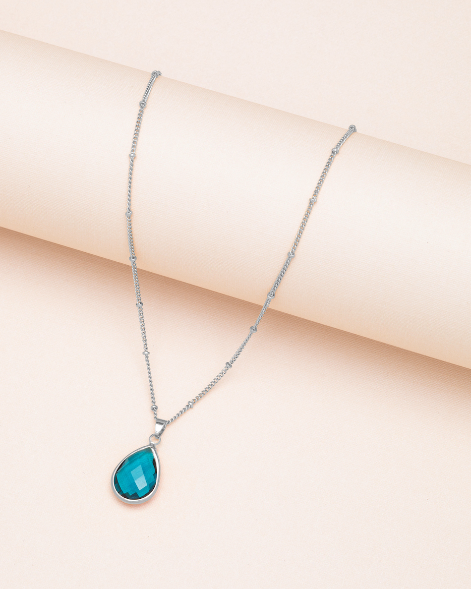 Goldtone December Blue Topaz Birthstone Teardrop Necklace - Don't AsK