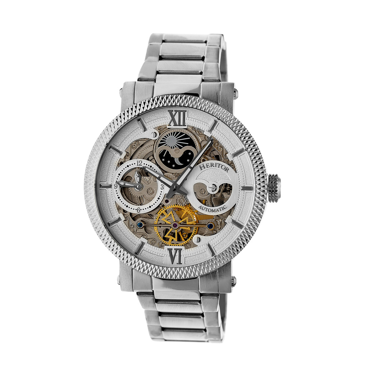 Heritor Automatic - Aries Skeleton Dial Bracelet Watch - Gold/Silver