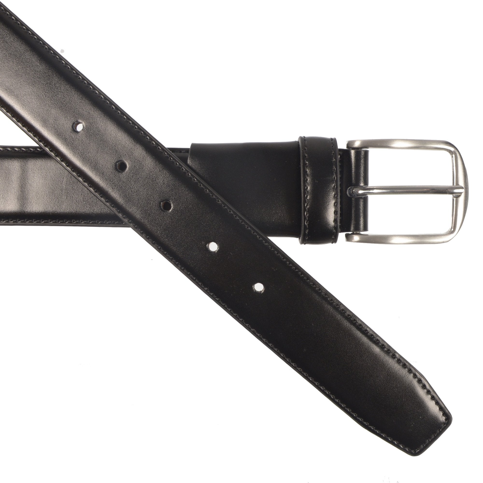 Club Rochelier Men's Extendable Leather Belt with Brushed Nickel Hardware