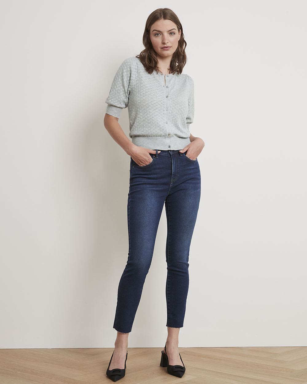 Vintage Dark-Wash High-Waisted Skinny Jeans - 28"