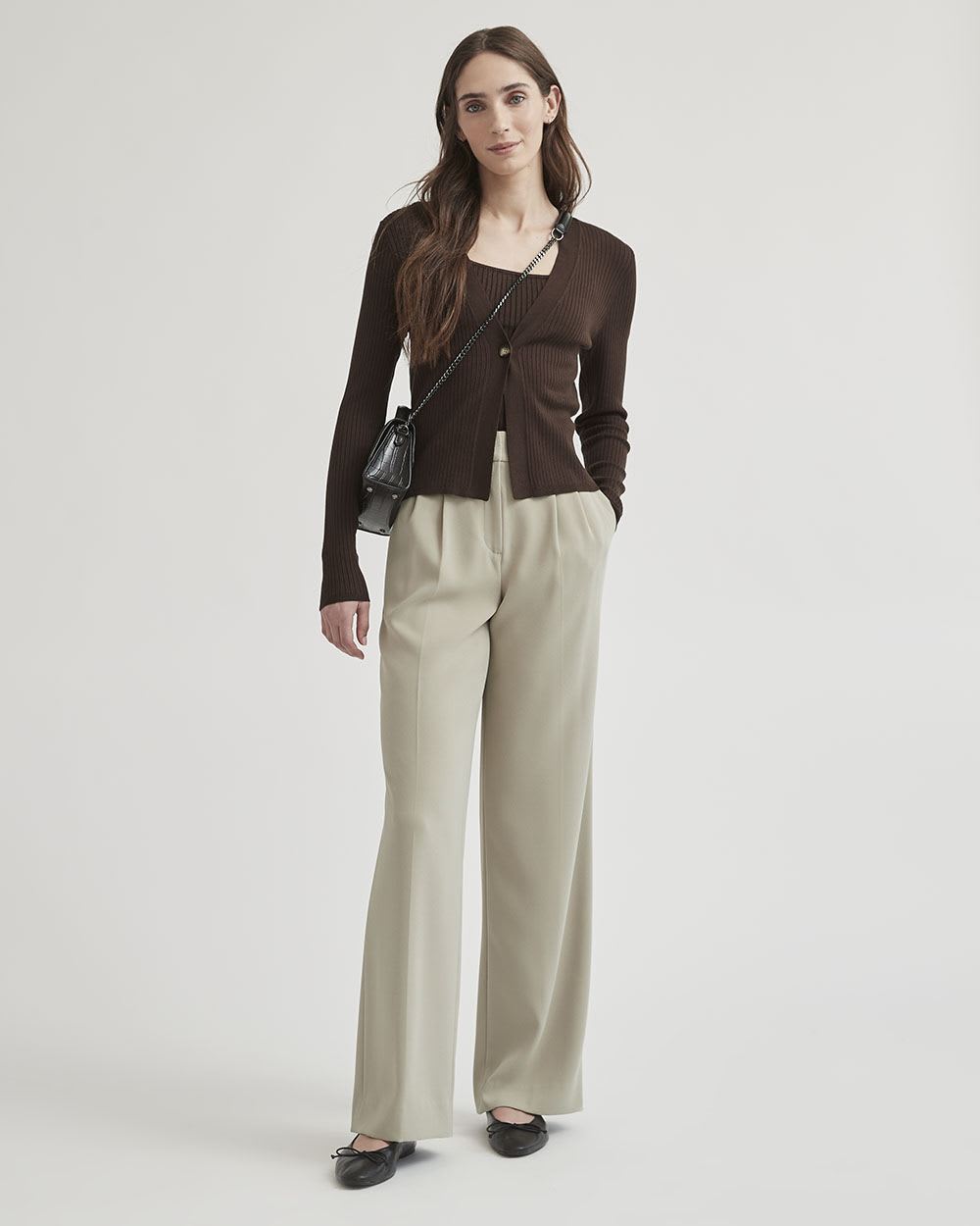 High-Rise Wide-Leg Long Crepe Pant