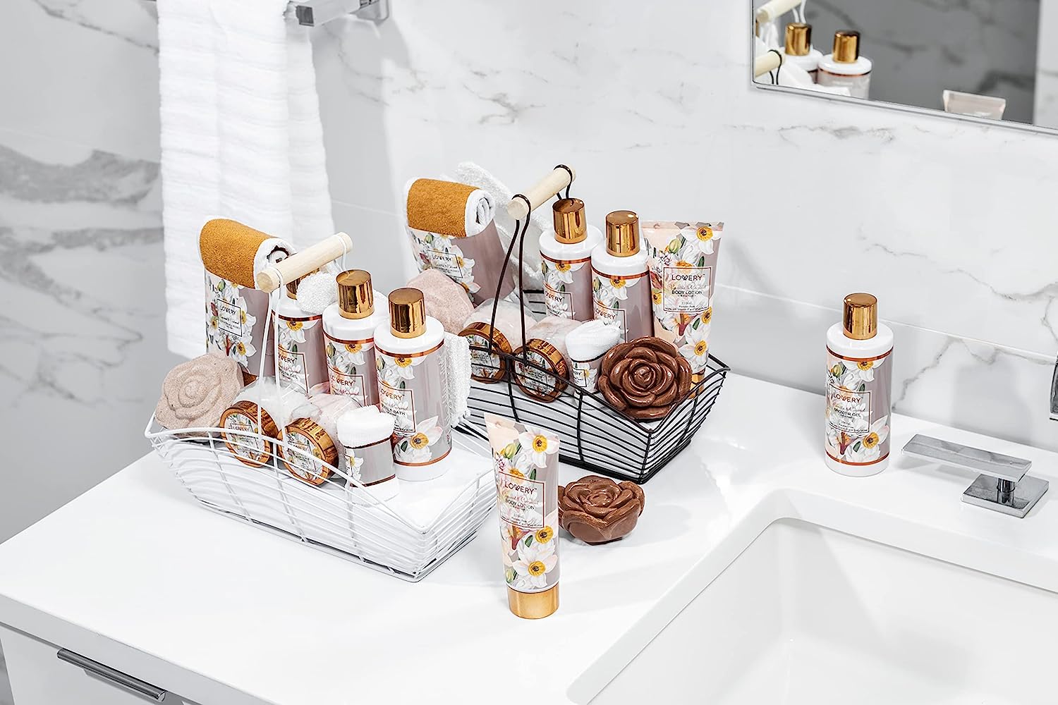 Lovery Vanilla Coconut Home Spa Gift Basket, 13 Piece