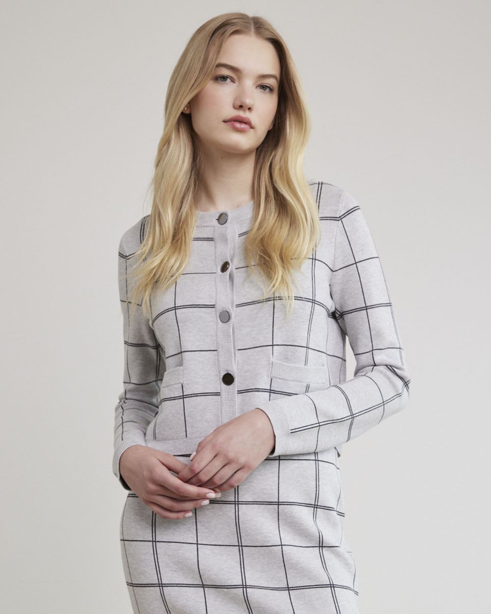 Plaid Buttoned-Down Sweater Blazer