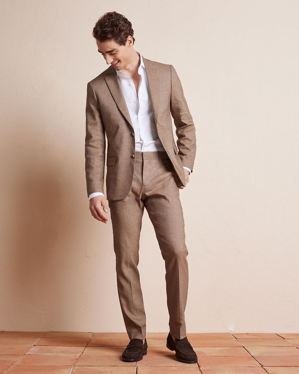 Slim Fit Stretch Linen Suit Pant