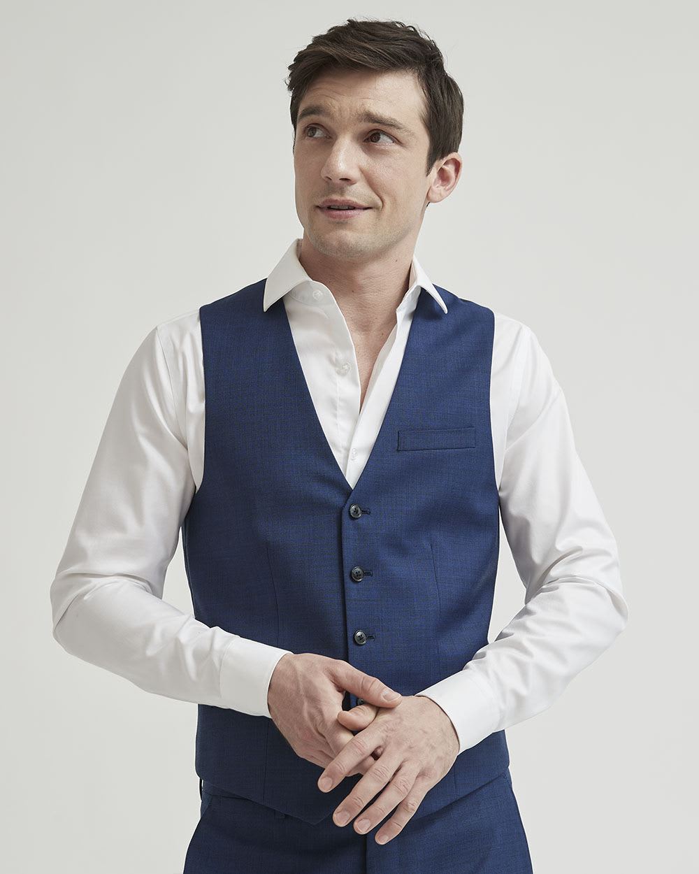 Medium Blue Wool Suit Vest