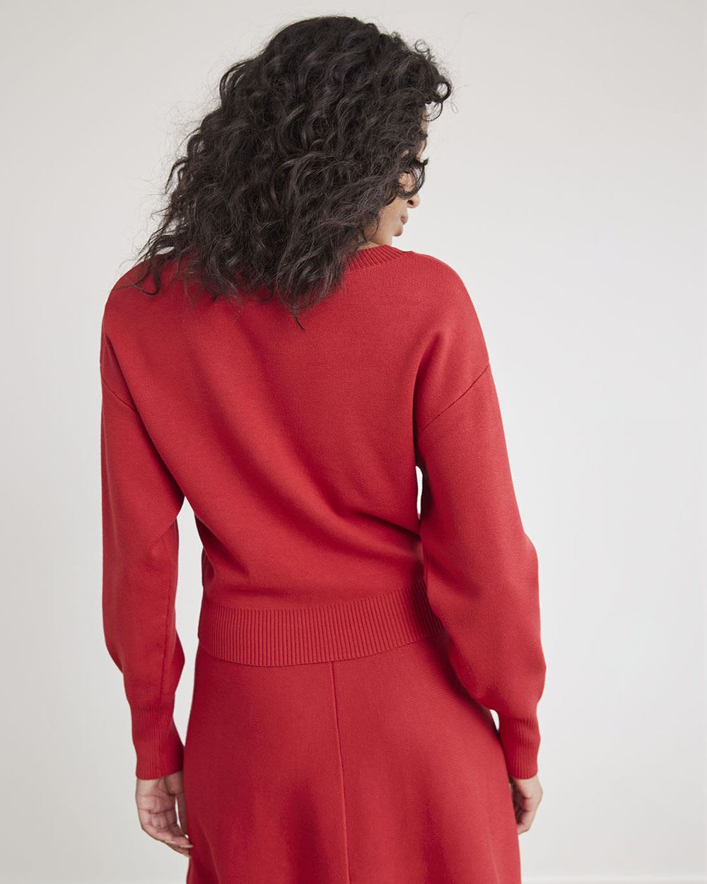 Crop Sweater with Long Dolman Sleeves