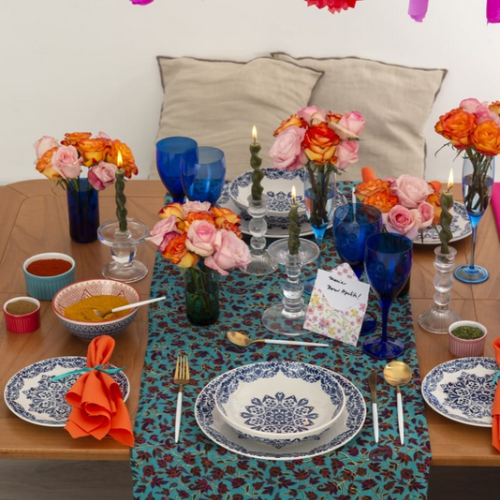 Oxford Coup Blue Indian 20 Pieces Dinnerware Set Service for 4