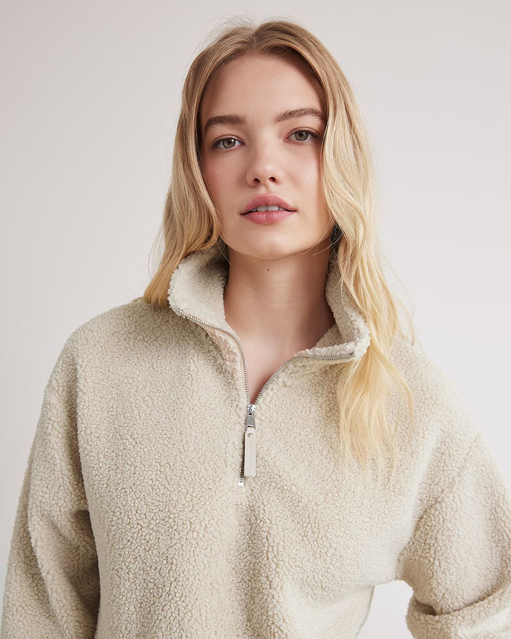 High-Neck with Half-Zip Sherpa Pullover