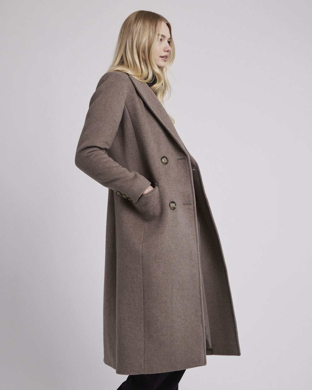 Long Double-Breasted Wool Coat