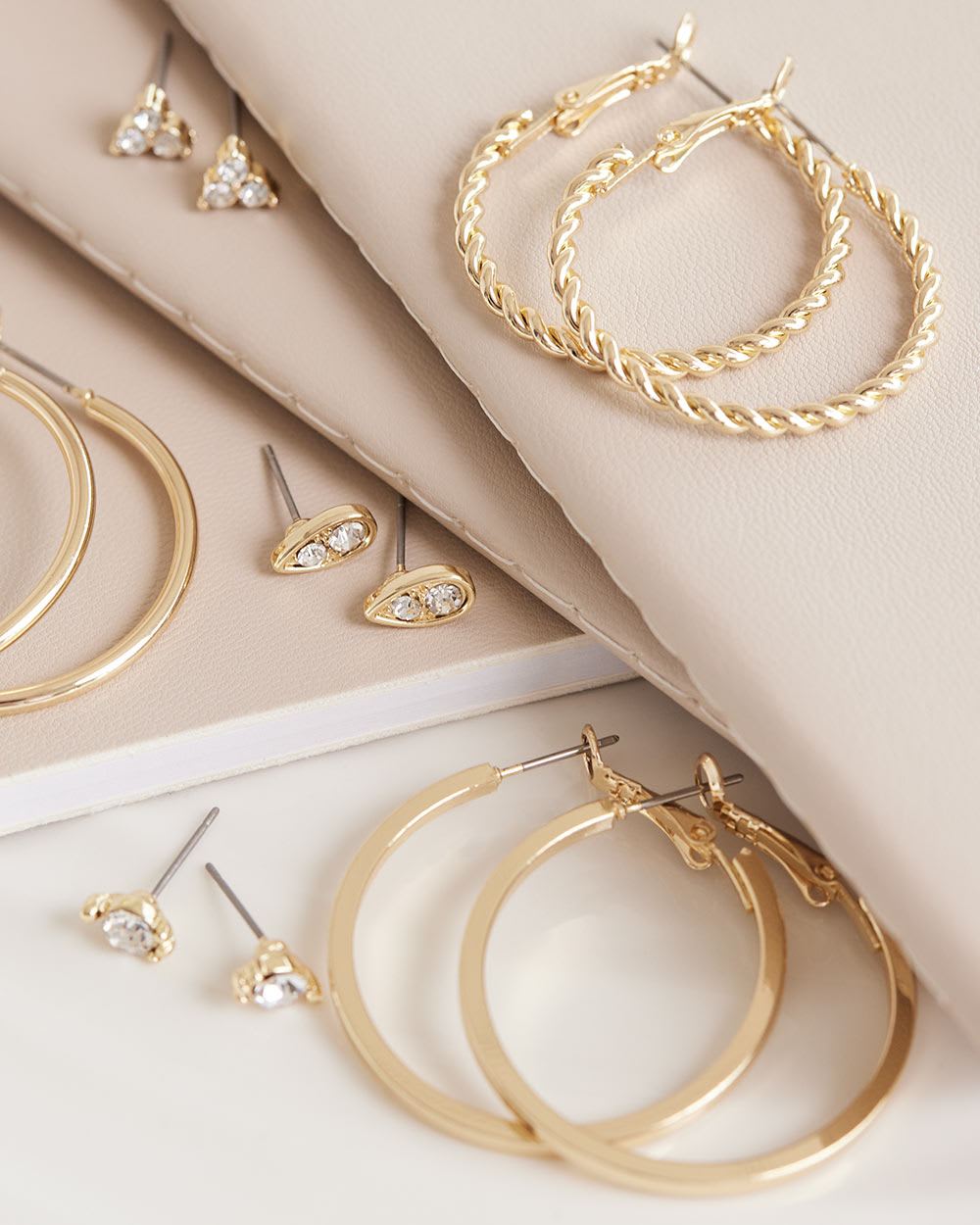 Hoops and Stud Earrings, Set of 6