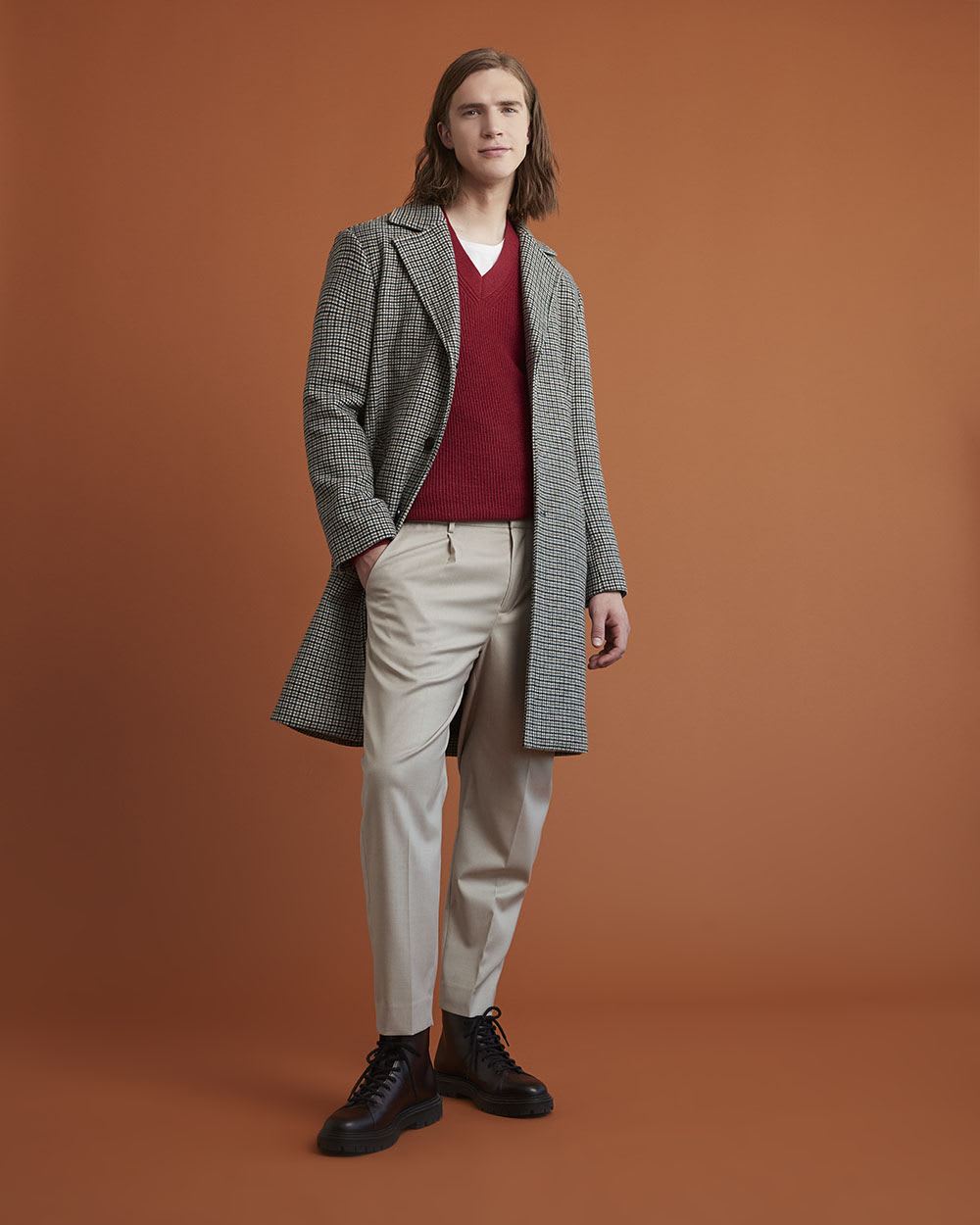 Gender-Neutral Red V-Neck Sweater