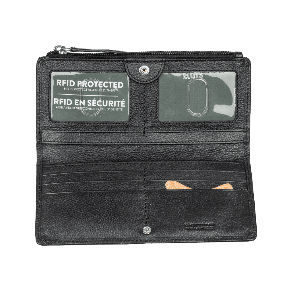 Roots Ladies' Slim Clutch Wallet with Top Zipper