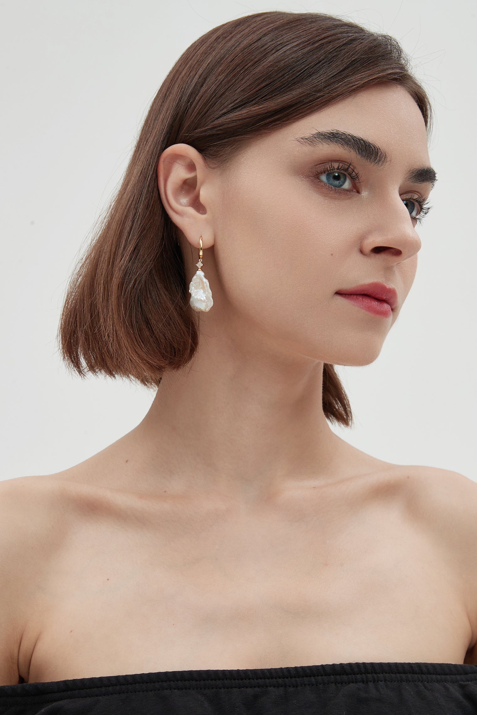 Classicharms-Thalassa Hoop Baroque Pearl Drop Earrings