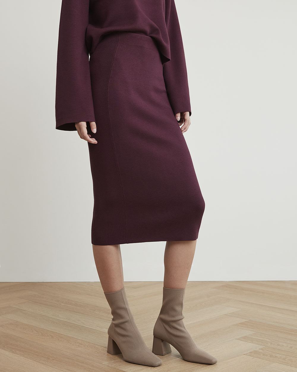 Knitted Pencil Midi Skirt