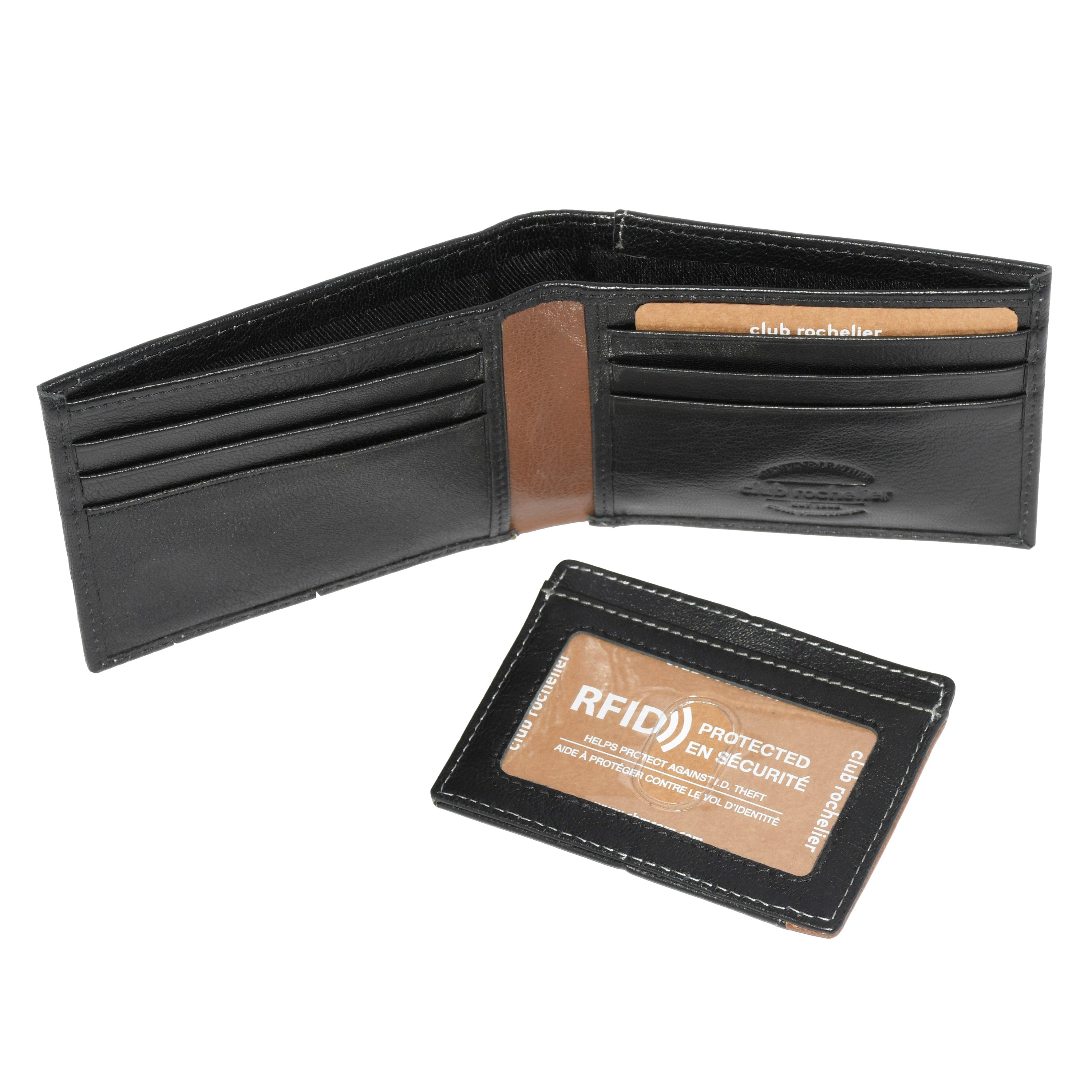Club Rochelier Men's Billfold Wallet with Removable Card Holder Set