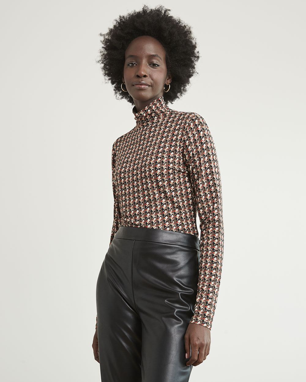 Fitted Long-Sleeve Mock-Neck Tee