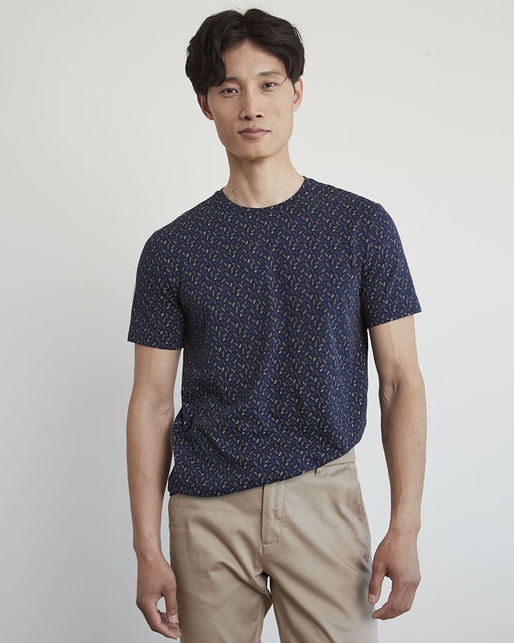 Short-Sleeve Crew-Neck Tee with All-Over Print
