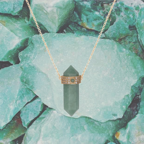 Prism Necklace Green Quartz - Handmade Product