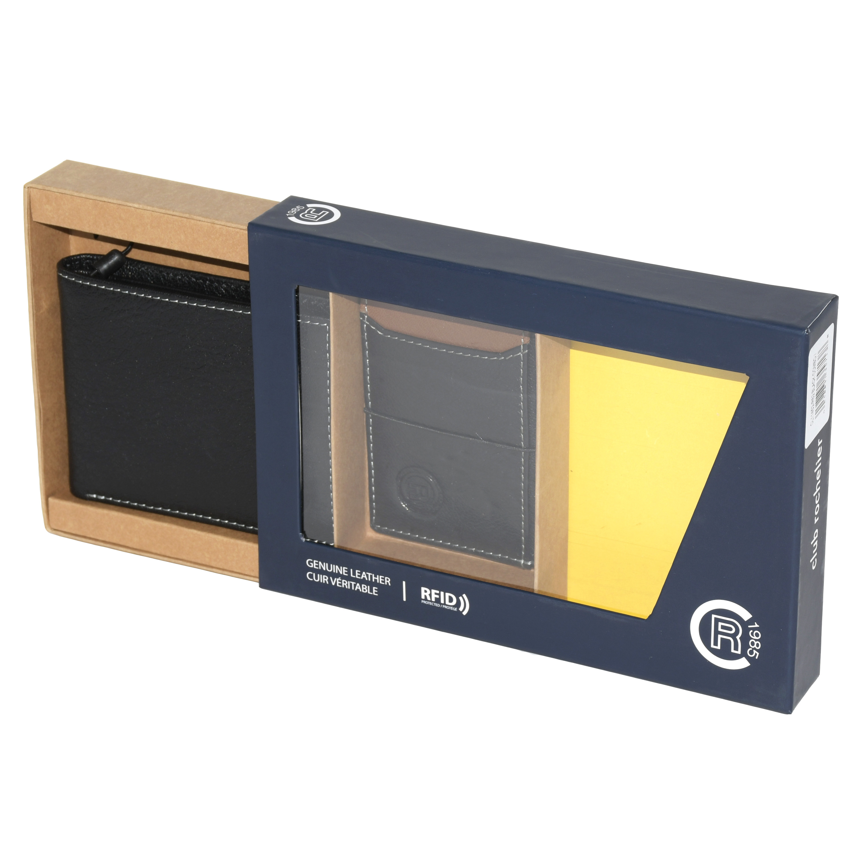 Club Rochelier Men's Billfold Wallet with Removable Card Holder Set